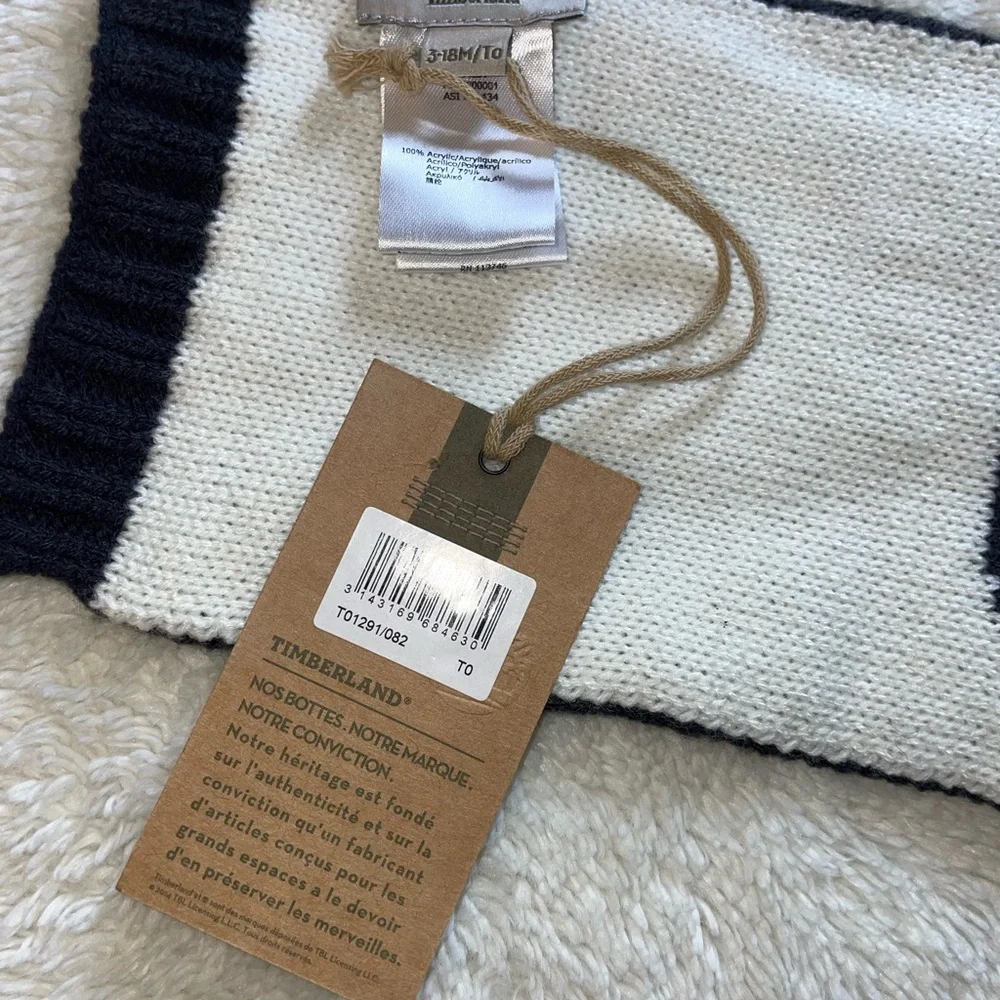Timberland Kids Navy and Lime Logo Knit Scarf
